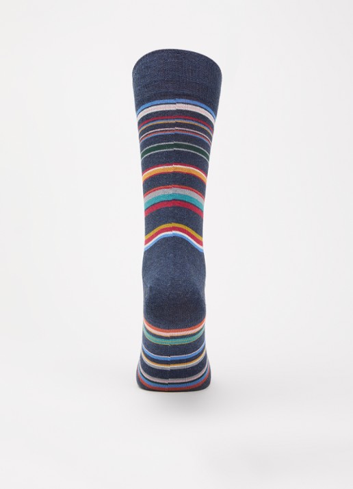 Paul Smith Sokken in katoenblend met streepprint - voorkant 3 donkerblauw