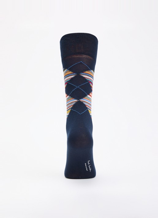 Paul Smith Sokken met ruitdessin - voorkant 2 donkerblauw