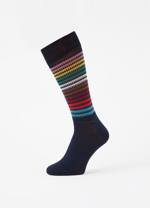 Paul Smith Sokken met streepprint - detail blauw