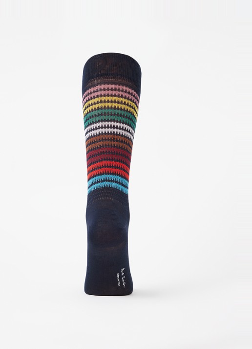 Paul Smith Sokken met streepprint - voorkant 3 blauw