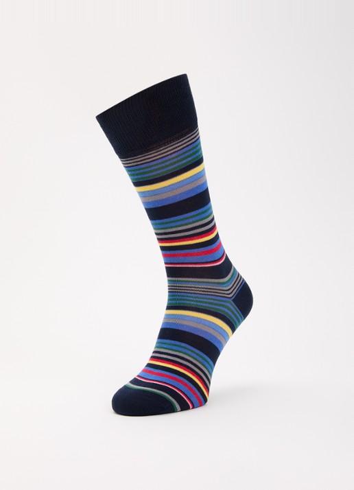 Paul Smith Sokken met streepprint - detail 3 blauw