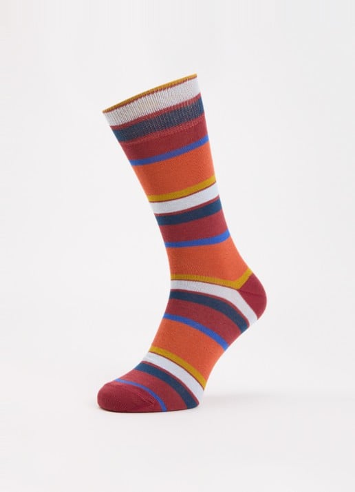 Paul Smith Sokken met streepprint  - detail steenrood
