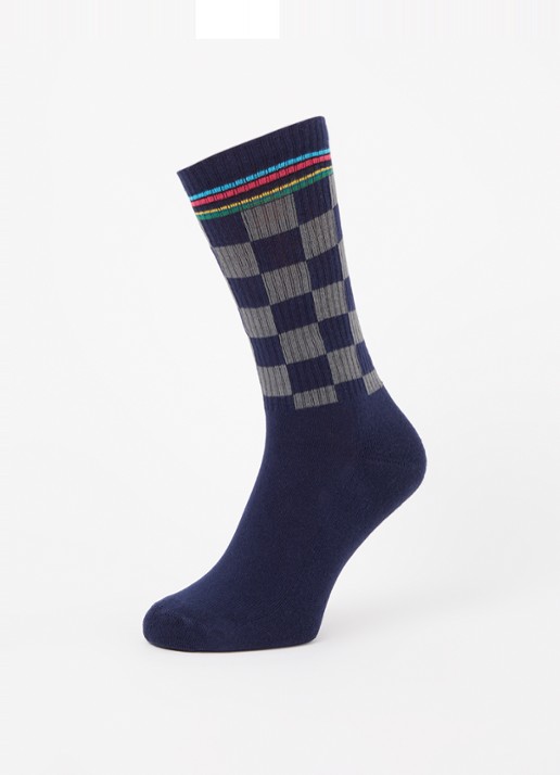 Paul Smith Sportsokken in  katoenblend met ruitdessin - detail blauw