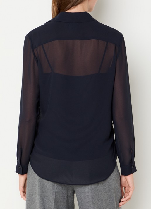 Pennyblack Agone semi-transparante blouse met strass - achterkant 3 donkerblauw