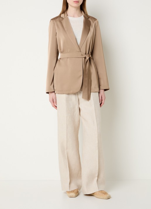 Pennyblack Blazer van satijn - voorkant 3 zand