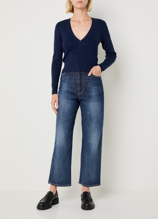 Pennyblack Blocco fijngebreid vest met strass - voorkant 2 donkerblauw