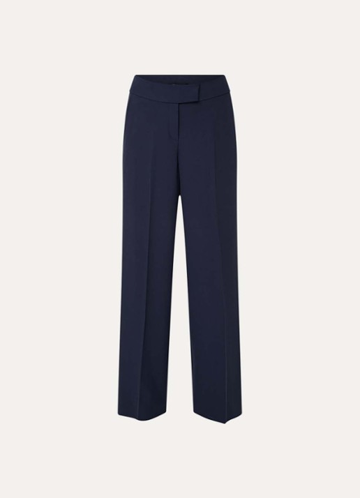 Pennyblack Cane mid waist wide fit pantalon met steekzakken - voorkant donkerblauw