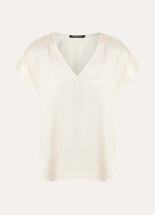 Pennyblack Chiffon top van satijn - voorkant ivoor