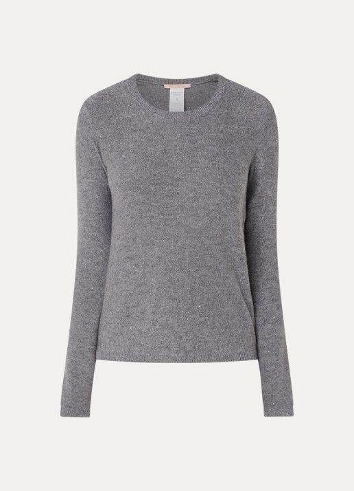Pennyblack Ciclone fijngebreide pullover met pailletten  - voorkant donkergrijs