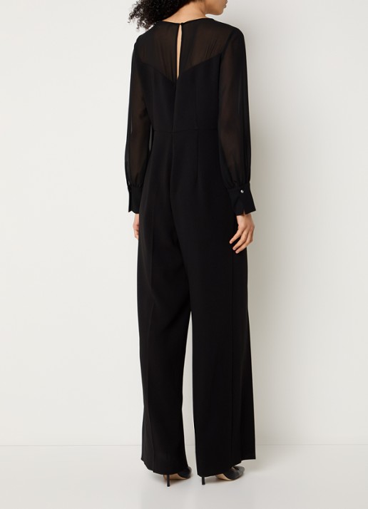 Pennyblack Como wide fit jumpsuit met details van mesh - achterkant 3 zwart
