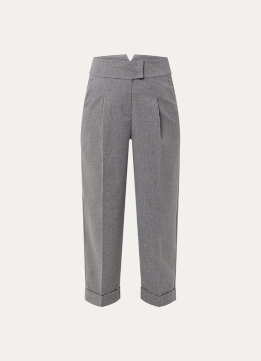 Pennyblack High waist straight fit cropped pantalon met steekzakken - voorkant middengrijs