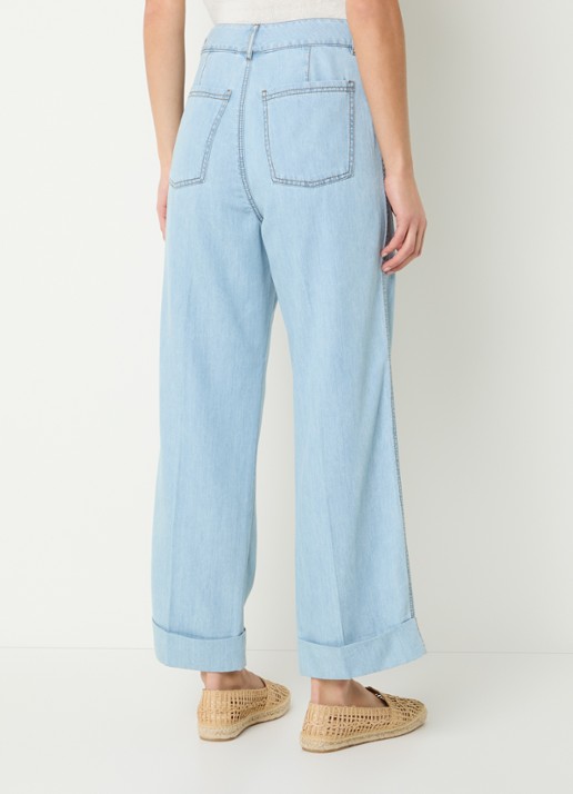 Pennyblack High waist straight leg jeans in linnenblend met lichte wassing - achterkant 3 indigo