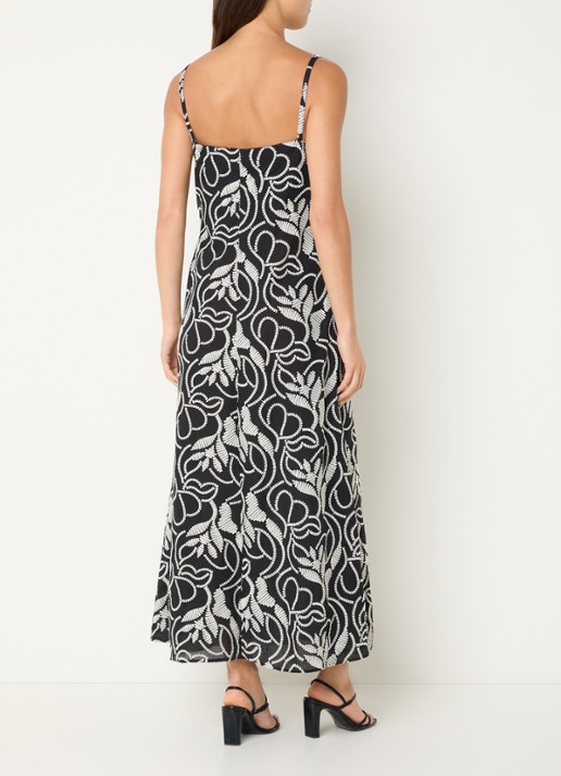 Pennyblack Maxi jurk met V-hals en borduring - achterkant 3 zwart