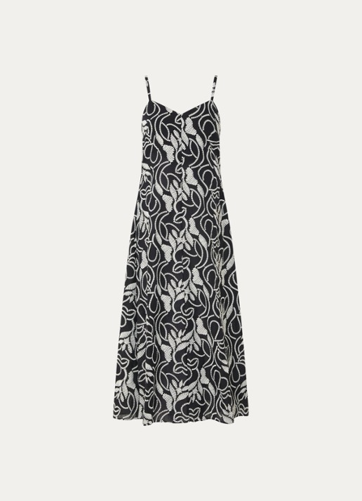 Pennyblack Maxi jurk met V-hals en borduring - voorkant zwart