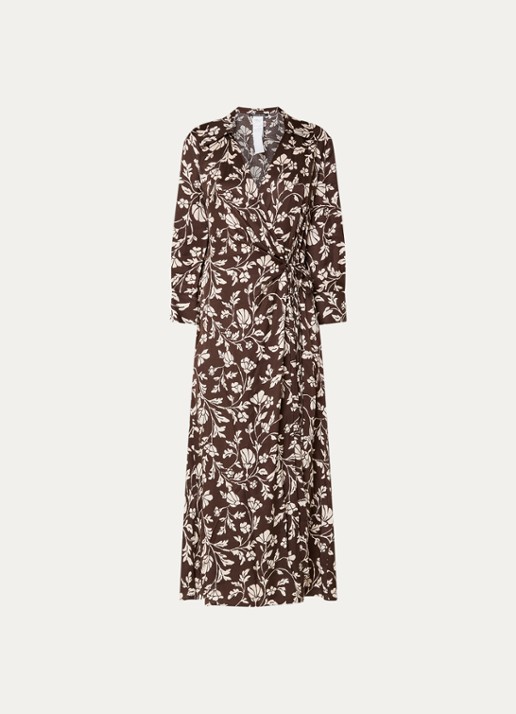 Pennyblack  Midi jurk met bloemenprint - voorkant 3 bruin