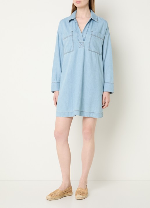 Pennyblack Midi jurk van denim - voorkant 4 lichtblauw