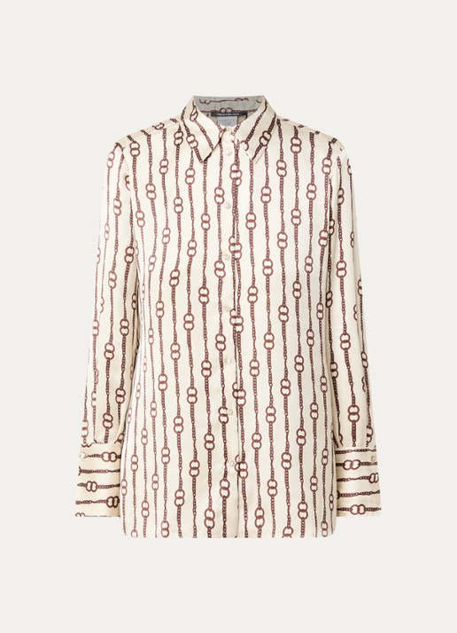 Pennyblack Partout blouse met print - voorkant 3 gebroken wit