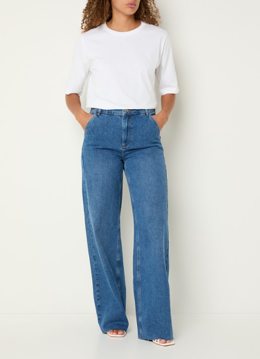 Pennyblack Puddle high waist wide leg jeans met medium wassing - voorkant 3 indigo