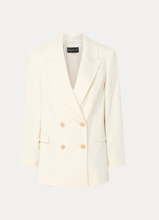 Pennyblack Raduno double-breasted blazer met klepzakken - voorkant 2 gebroken wit