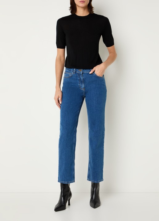 Pennyblack Regular high waist cropped slim fit jeans met medium wassing - voorkant 3 indigo
