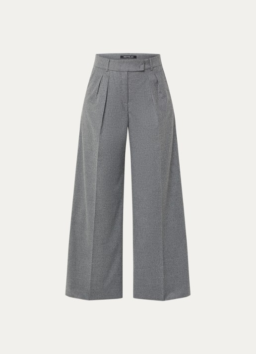 Pennyblack Scala high waist wide fit pantalon in wolblend - voorkant middengrijs