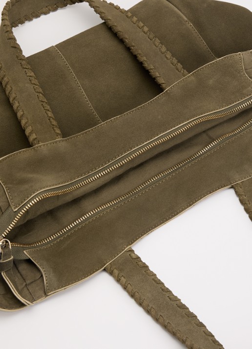 Pennyblack Shopper van suède - detail khaki