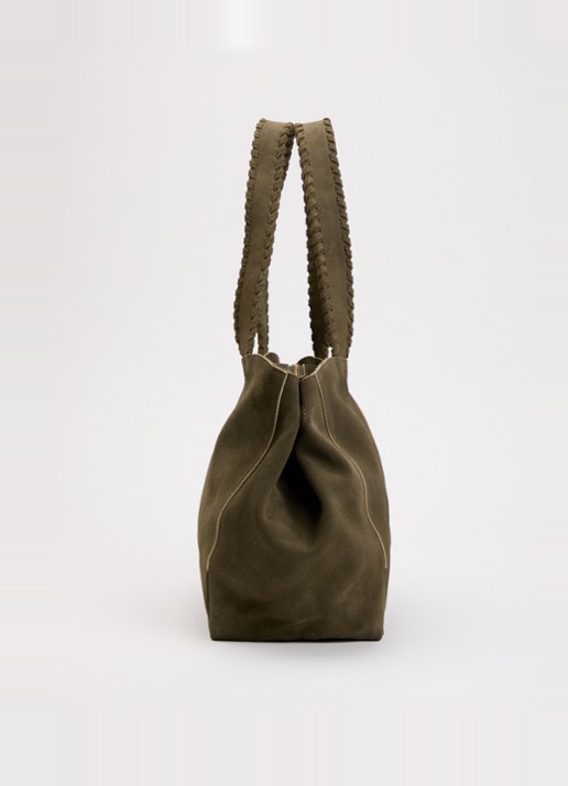Pennyblack Shopper van suède - detail 2 khaki