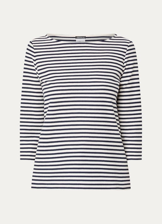Pennyblack Top met boothals en streepprint - voorkant 2 donkerblauw