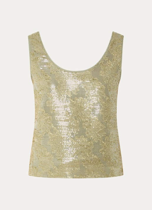 Pennyblack Top met pailletten - voorkant lichtgroen