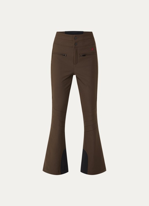 Perfect Moment Aurora high waist flared fit skibroek met ritszakken - voorkant bruin