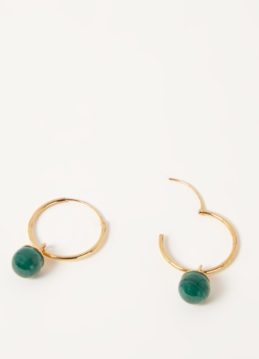 Pernille Corydon Malachite oorringen met edelsteen - detail 3 goud