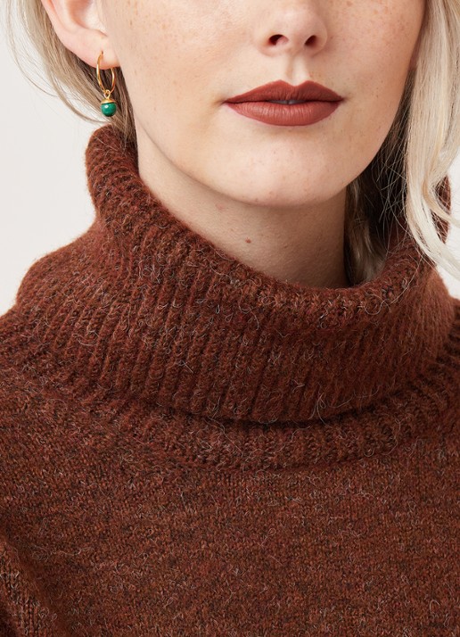 Pernille Corydon Malachite oorringen met edelsteen - voorkant 2 goud