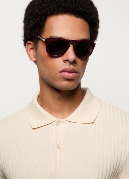 Persol Opvouwbare piloten zonnebril PO0714 - voorkant 2 aubergine