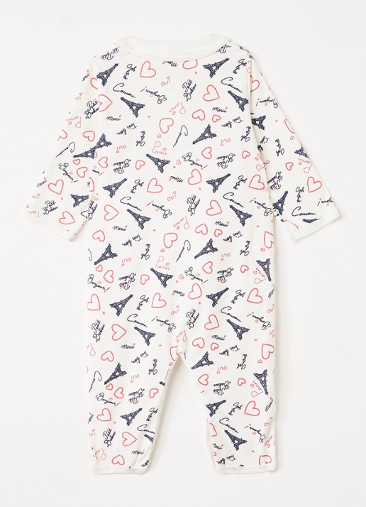 Petit Bateau Babypak met print - voorkant 2 gebroken wit