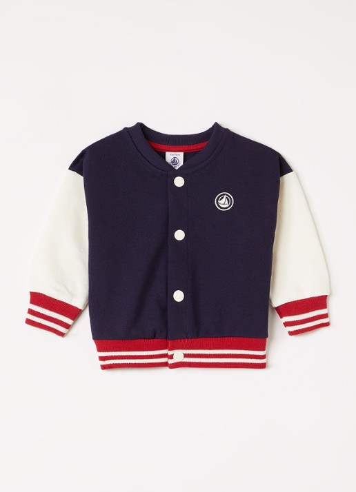 Petit Bateau Baseball jack met logo - voorkant 2 donkerblauw