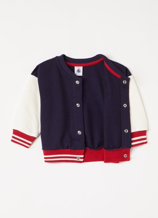 Petit Bateau Baseball jack met logo - voorkant 3 donkerblauw