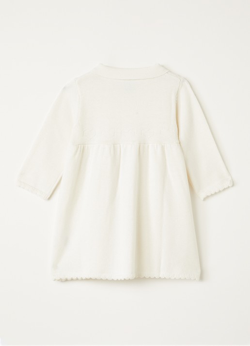 Petit Bateau Blousejurk met ingebreid patroon - voorkant 2 gebroken wit