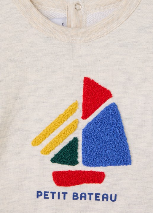 Petit Bateau Bootje sweater met print - detail 3 beige