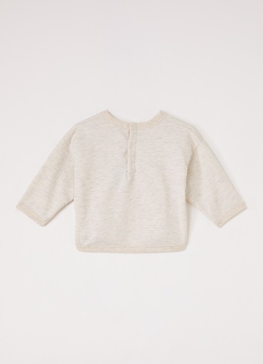 Petit Bateau Bootje sweater met print - voorkant 2 beige