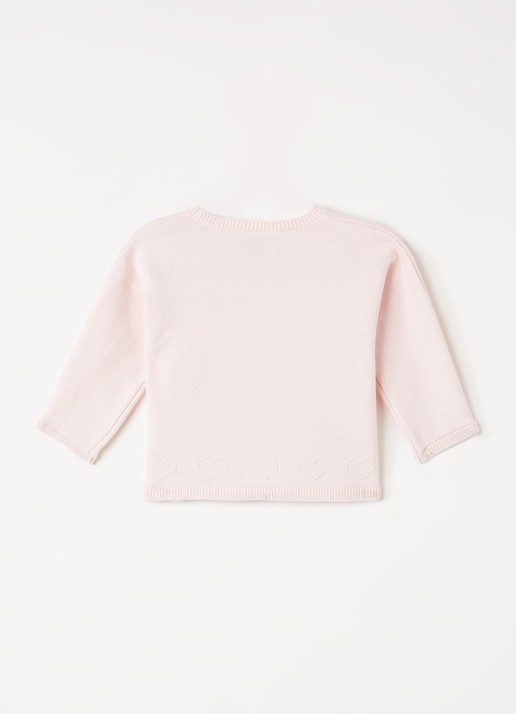 Petit Bateau Fijngebreid vest met overslag - achterkant lichtroze