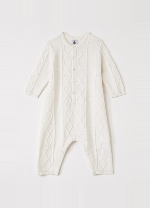Petit Bateau Grofgebreid babypak - voorkant beige