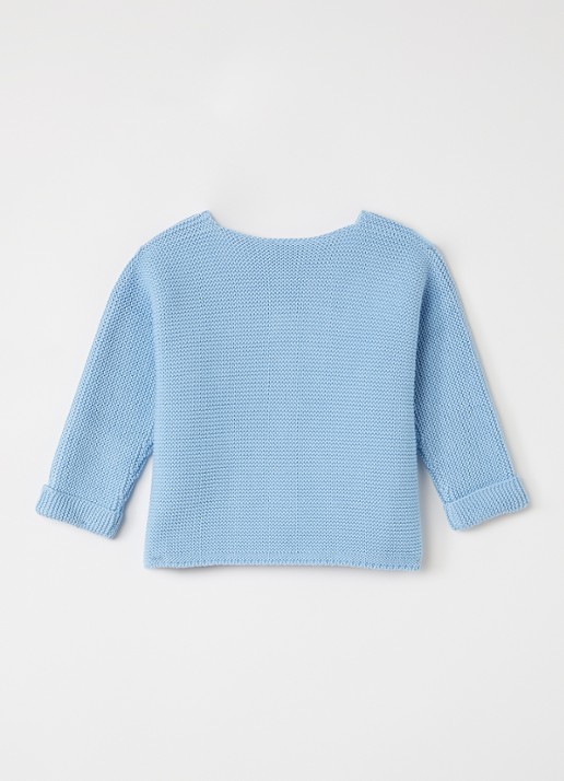 Petit Bateau Grofgebreid vest van katoen - achterkant blauwgrijs