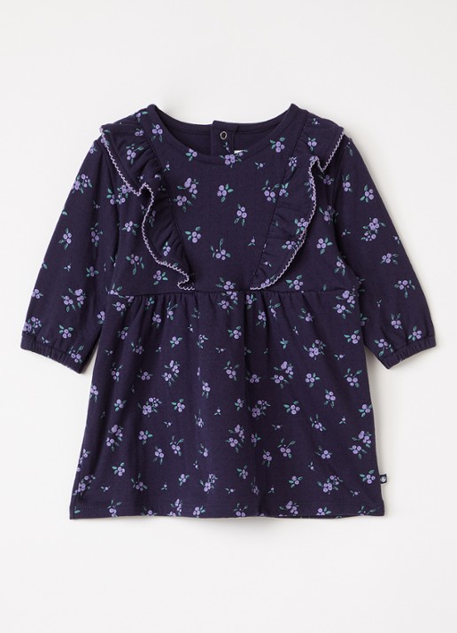 Petit Bateau Jurk met bloemenprint - voorkant 2 donkerblauw