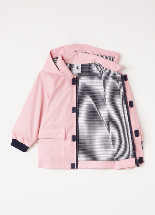 Petit Bateau Regenjas met capuchon - voorkant 2 roze