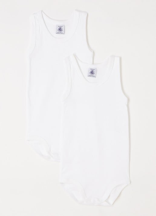 Petit Bateau Romper in 2-pack - voorkant wit
