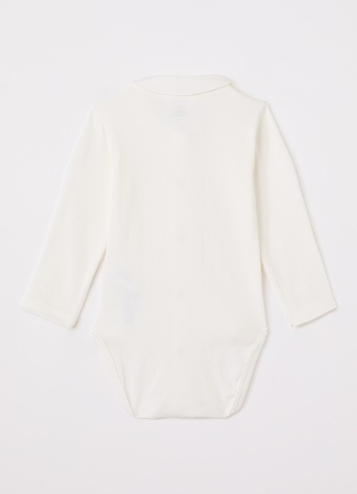Petit Bateau Romper met borduring - voorkant 2 gebroken wit