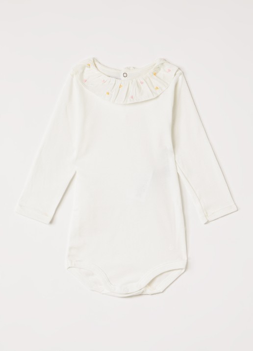 Petit Bateau Romper met kraag - voorkant gebroken wit