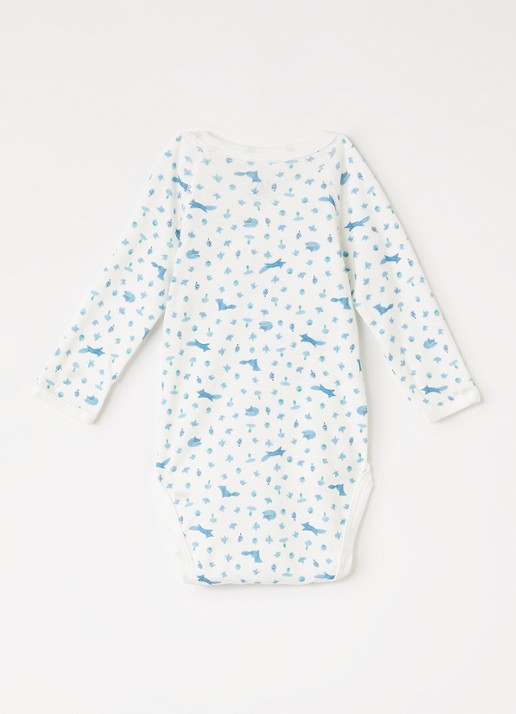 Petit Bateau Romper met print in 3-pack - voorkant 2 lichtblauw