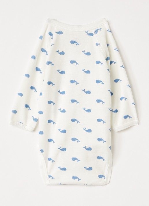 Petit Bateau Romper met print in giftbox 5-delig - voorkant 2 lichtblauw