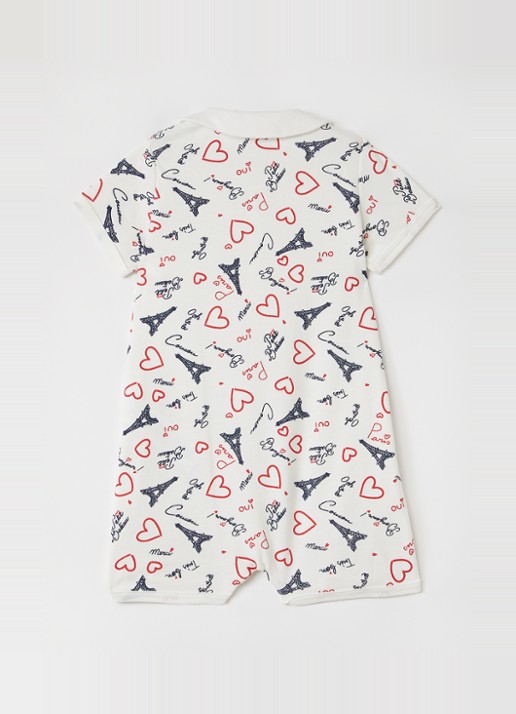 Petit Bateau Romper met print - voorkant 2 gebroken wit